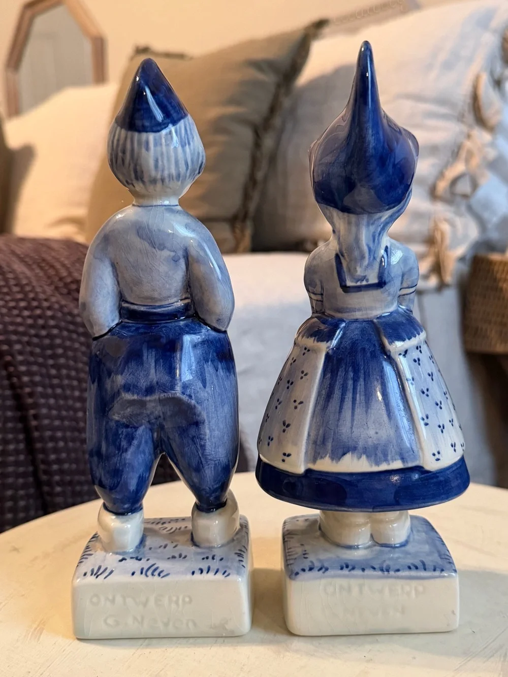 Rare VTG Deifts Delft Blue Dutch Boy & Girl Figurines Pair Hand Painted Holland